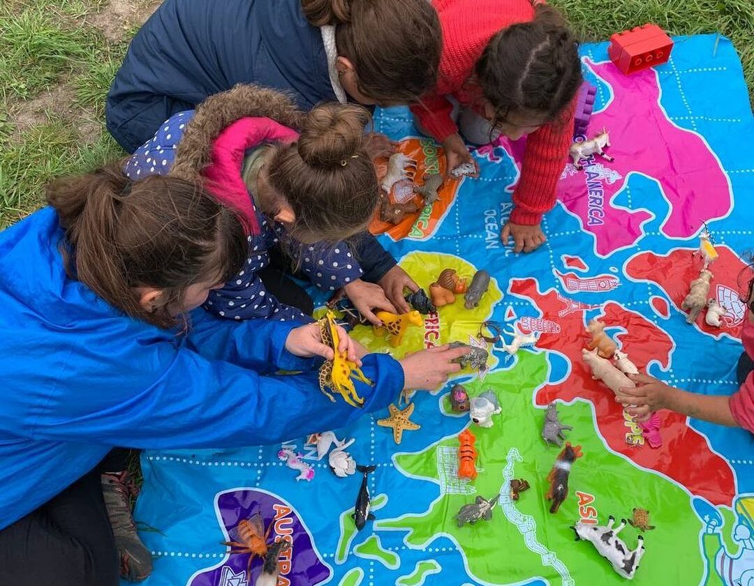 Children gathered, playing.